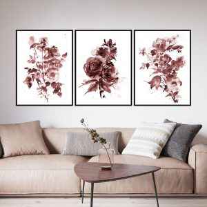 Trio de Quadros - Rosa Ferrugem 1 2 E 3
