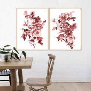 Dupla de Quadros - Rosa Ferrugem 1 E 2