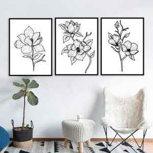 Trio de Quadros - Magnólia I, II e III