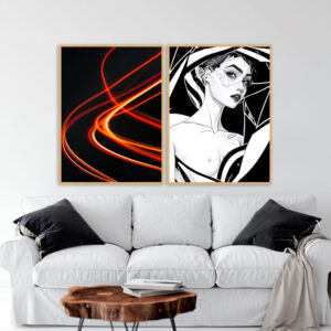 Dupla de Quadros - Abstract Lights 100A E Abstract Art 04A