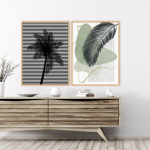 Dupla de Quadros - Geométrico Linhas Tropical 01B e Tropical Floral Botânico 126C