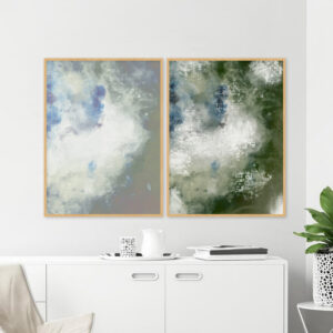 Dupla de Quadros - Abstrato Manchas Sobrepostas 1 E 2