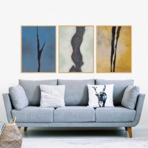 Trio de Quadros - Michel Fraitag - Abstrato Rasgo na Água, Ar e Sol