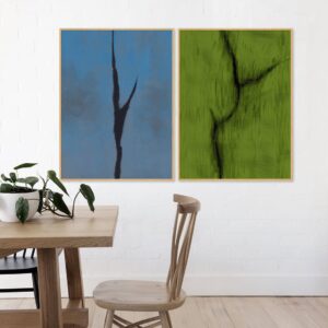 Dupla de Quadros - Abstrato Rasgo na Água e Árvore 2