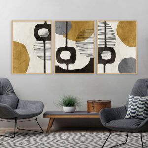 Trio de Quadros - Abstrato Orgânico 42G, C e K