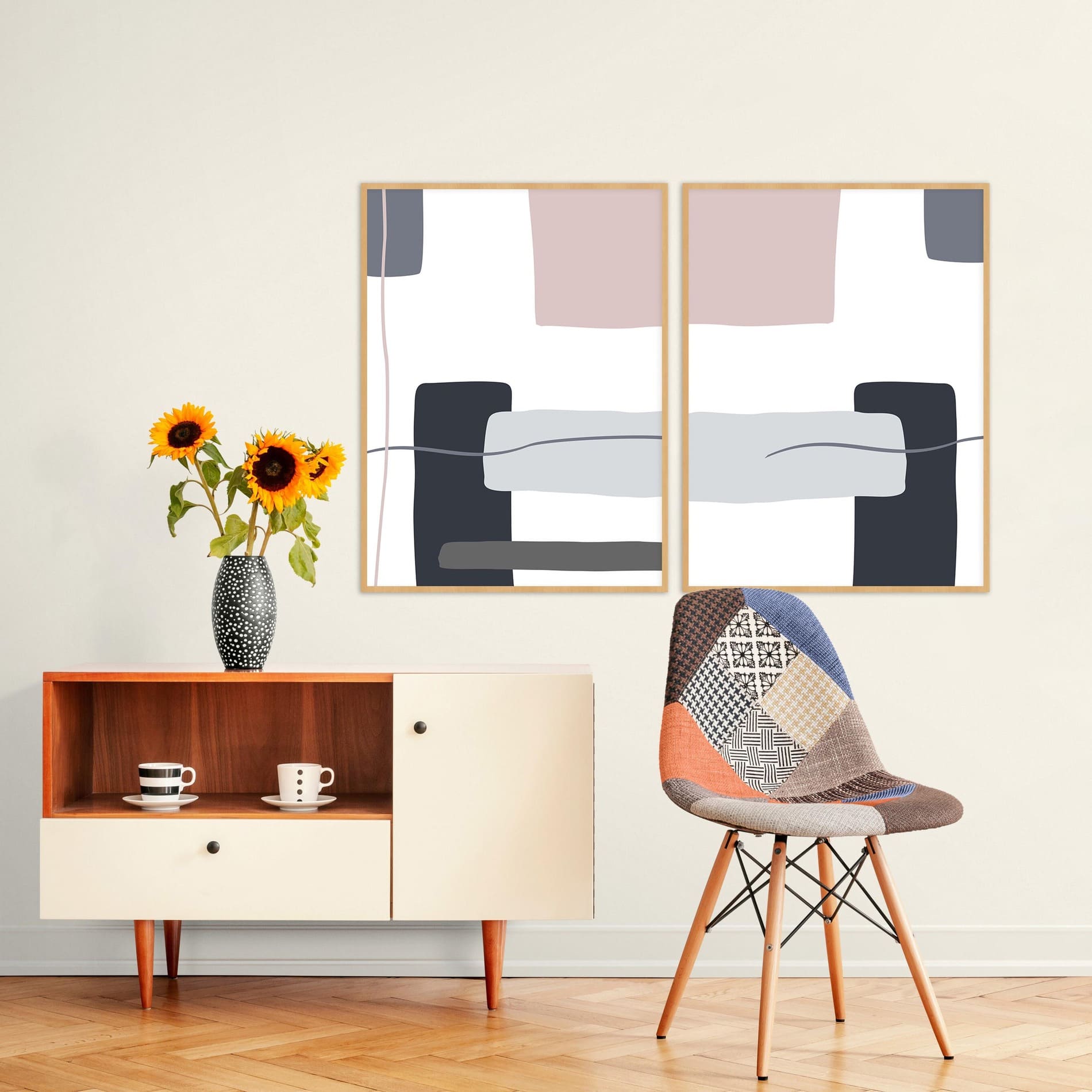 Dupla de Quadros - Minimalista Color 01B e 01C