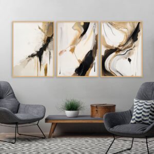 Trio de Quadros - Abstract Wabi Sabi 15A, 42A e 45A