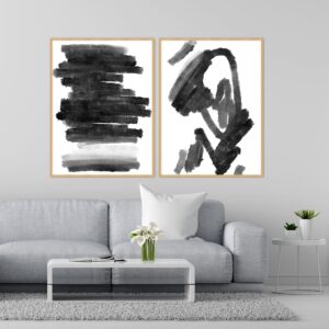 Dupla de Quadros - Abstract Brushstrokes 01 E 02