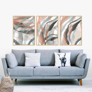 Trio de Quadros - Algas Leves 1 2 E 4