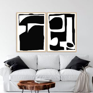 Dupla de Quadros - Preto E Branco 1 E 2