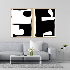 Dupla de Quadros - Preto E Branco 3 E 4