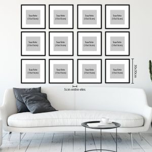 Composição de 12 quadros com fotos pessoais