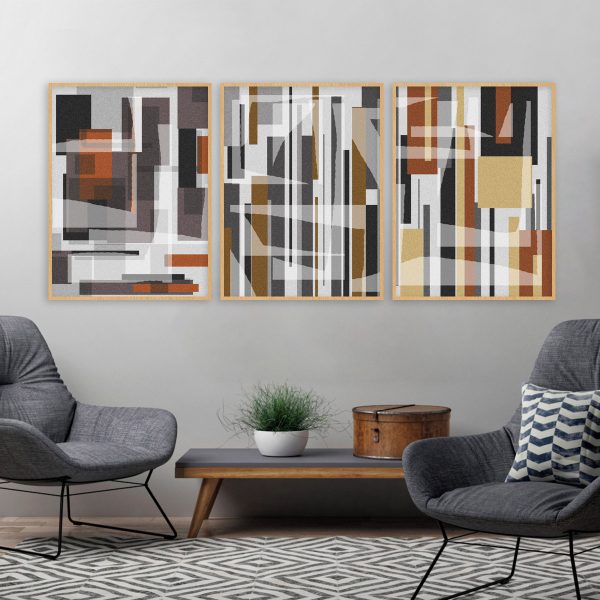 Trio de Quadros - Geometric Feel 1 2 E 3