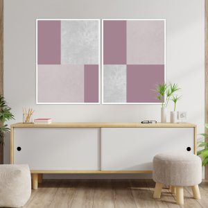 Dupla de Quadros - Geométrico Pink 01 E 02