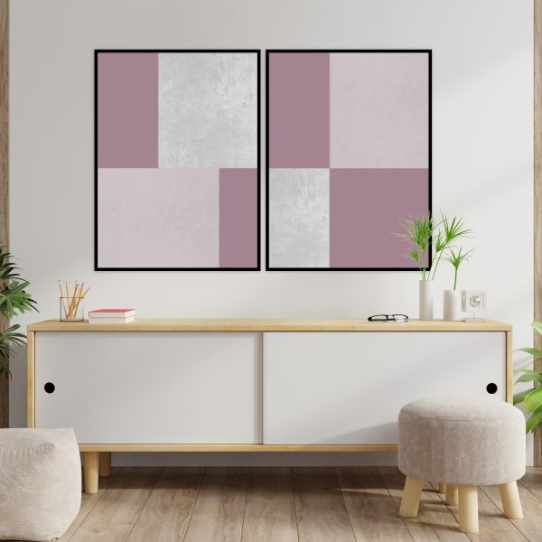 Dupla de Quadros - Geométrico Pink 01 E 02 - Image 4