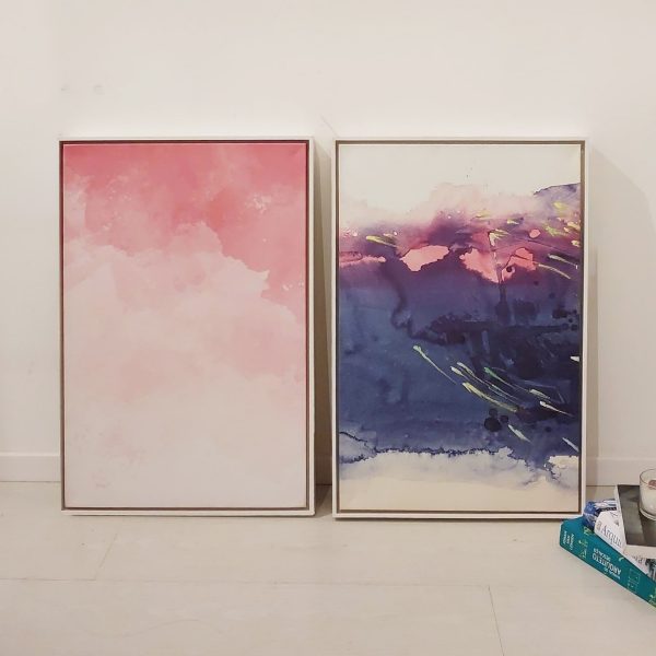Dupla de Quadros - Pink Watercolor e Bluish