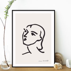 Quadro - Rachel Moya - Inspirado Matisse Rosto Feminino Noir