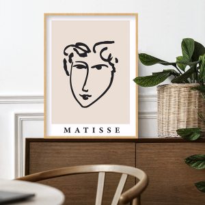 Quadro - Rachel Moya - Inspirado Matisse Rosto Rose E Noir