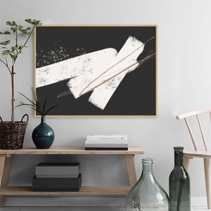 Quadro - Rachel Moya - Motion Preto E Bege Horizontal