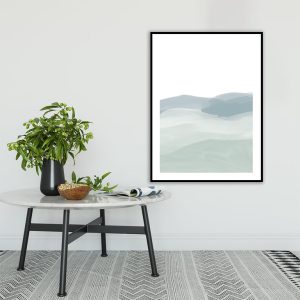 Quadro - Rachel Moya - Pinceladas Aquareladas Em Azul E Verde