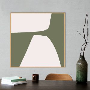 Quadro - Rachel Moya - Shadow Line Verde E Bege Quadrado N 02