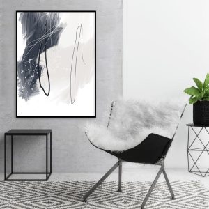 Quadro - Rachel Moya - Soft Minimal Blue Strokes 02