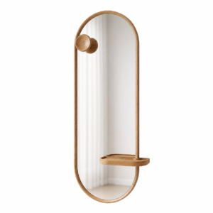 Espelho Oval Corpo Inteiro Com Console e Cabideiro